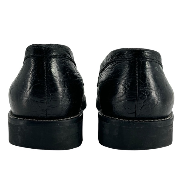 Talbots Black Leather Loafer Slip On Flats Croc Buckle Strap Lug Sole | Size 6 - Picture 5 of 10